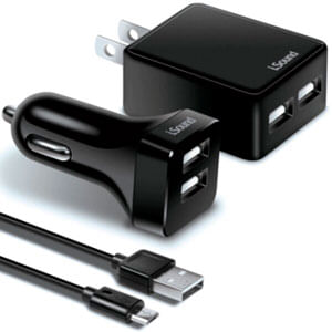 Dual Usb Car Charger + Ac Adapter - Black