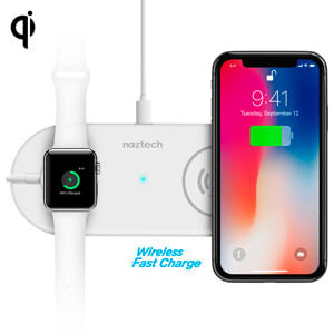 Power Pad Duo Qi Wireless Fast Charger For Apple Watch/iPhone - White