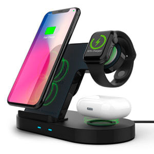 3-In-1 Wireless Charging Dock For Apple Watch/iPhone/AirPods - Black