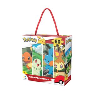 Rompecabezas 4 En 1 Pokemon Caja De Carton