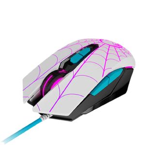 Gaming Mouse Ghost Spider Wired Usb En Blanco Con Rosa