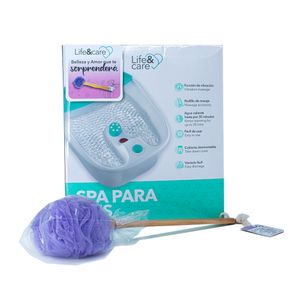Paquete De Masajeador De Pies Azul Y Cepillo Exfoliante En Morado