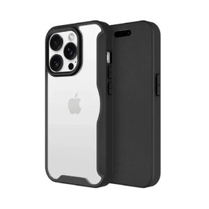 Funda Para iPhone 16 Pro Max Flipwallet En Transparente Con Marco Negro
