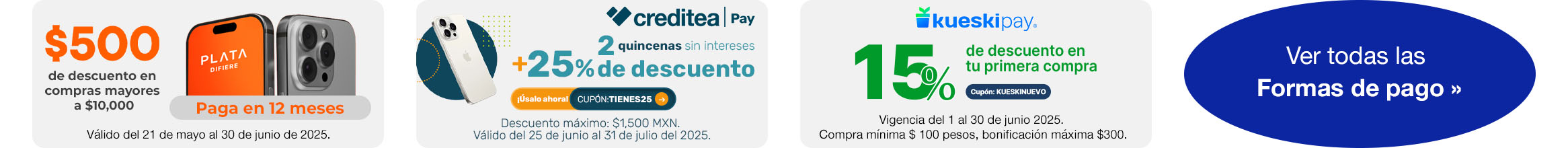 Formas de pago con promociones
