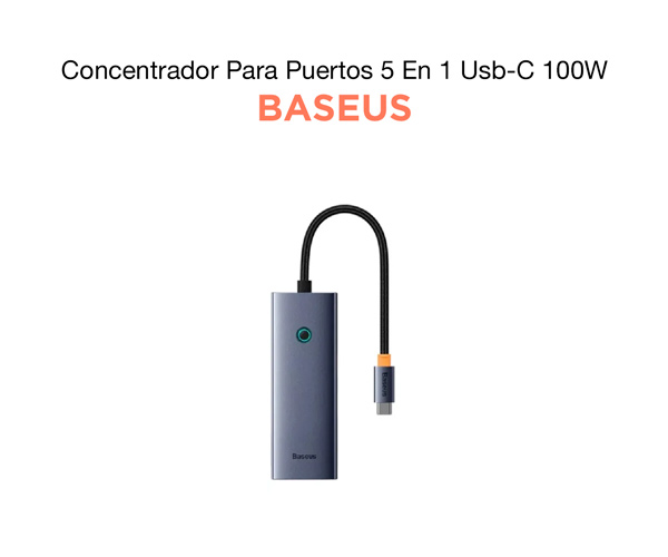 Concentrador Para Puertos 5 En 1 Usb-C 100W